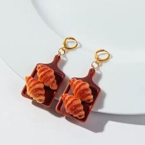 Chic Gold and Brown Croissant Earrings